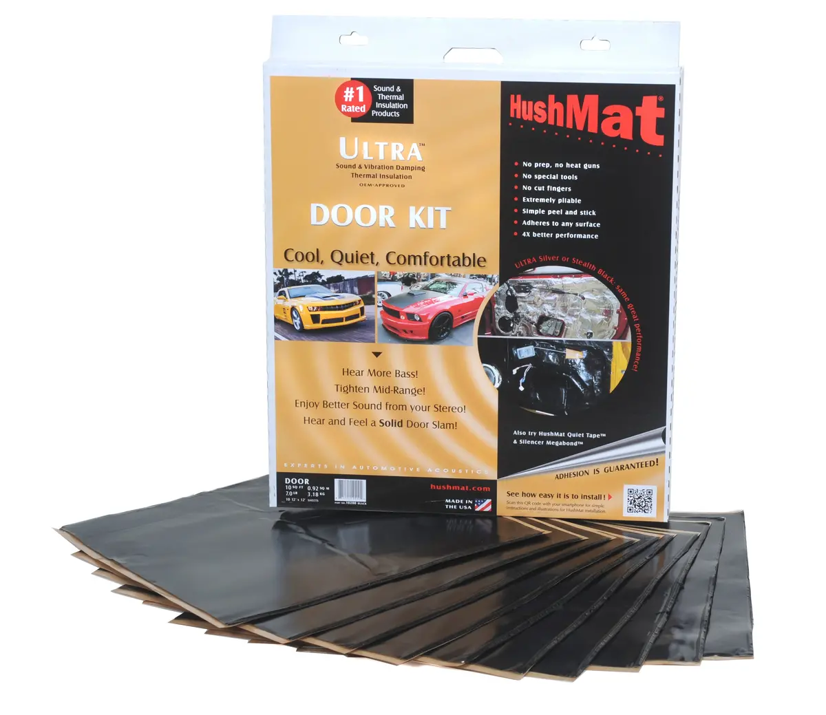 Hushmat 10200 Door Kit Has 10 Black Sheets Of 12X12 In Ultra. Total 10 Sqft. 1