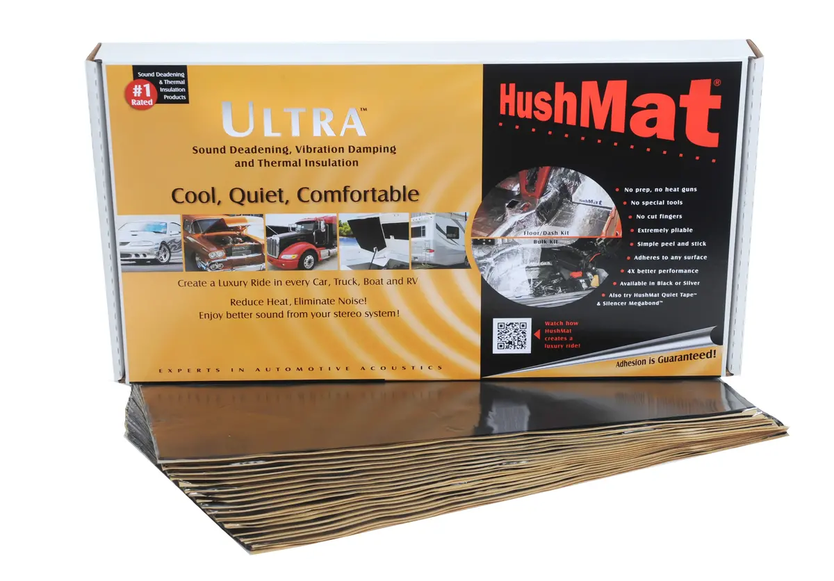 Hushmat 10400 Floor/Dash Kit Has 20 Black Sheets Of 12X23 In Ultra. Total 38.7 Sqft. 1