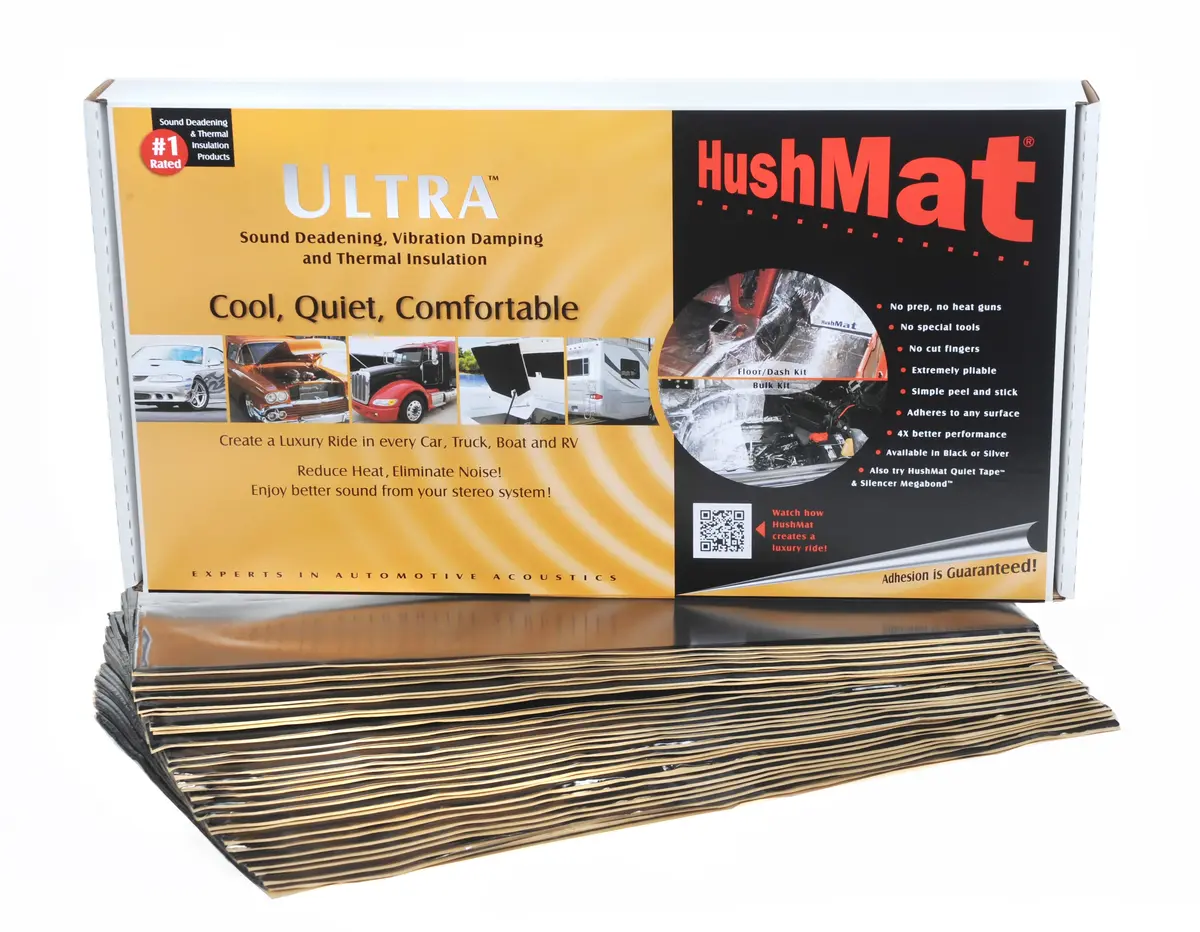 Hushmat 10500 Bulk Kit Has 30 Black Sheets Of 12X23 In Ultra. Total 58.1 Sqft. 1