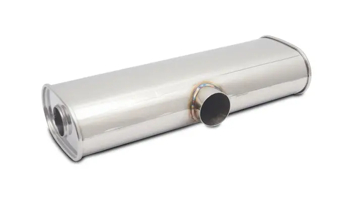 Vibrant Performance 10632 Transverse Oval Universal Muffler, 3.00" Single I.D. X 2.50" Dual I.D. 1