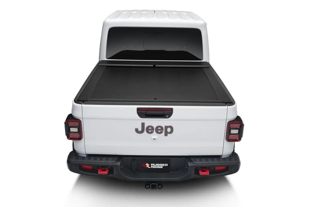 Rugged Ridge 13550.31 Armis Retractable Locking Bed Covr W/Trail Rails; 20-21 Jeep Gladiator Jt 1