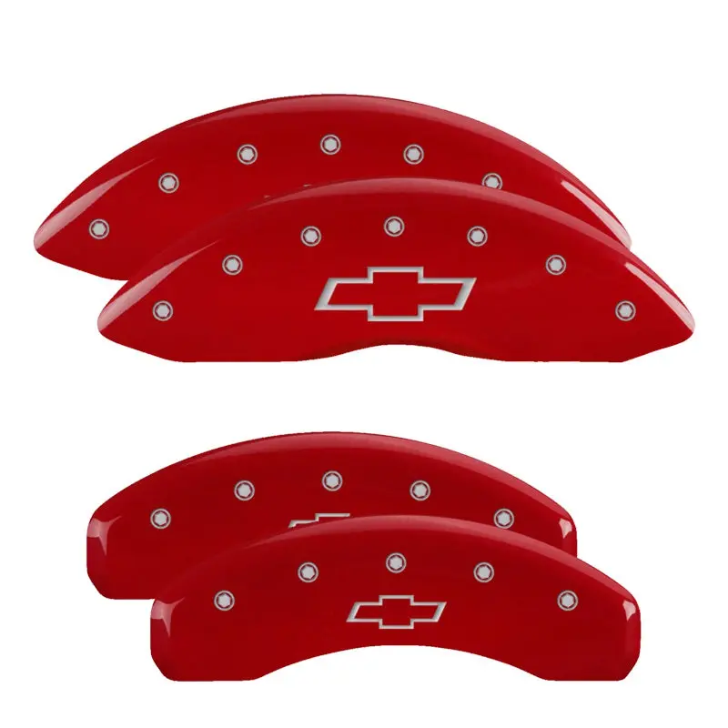 Mgp Caliper Covers 14005Sbowrd Set Of 4: Red Finish, Silver Bowtie 1