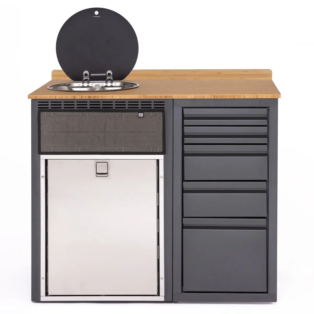 Rb Components 42In Galley - Isotherm 85 Fridge Base Cabinet - Drawer System 1