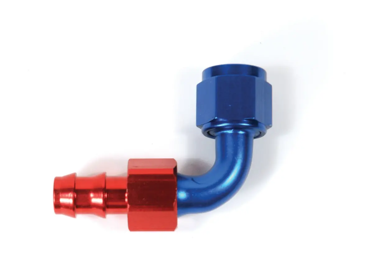 Speedfx 520890 Full Swivel; Push On; -8An; 90 Degree; Anodized; Red/Blue; Aluminum; Single 1