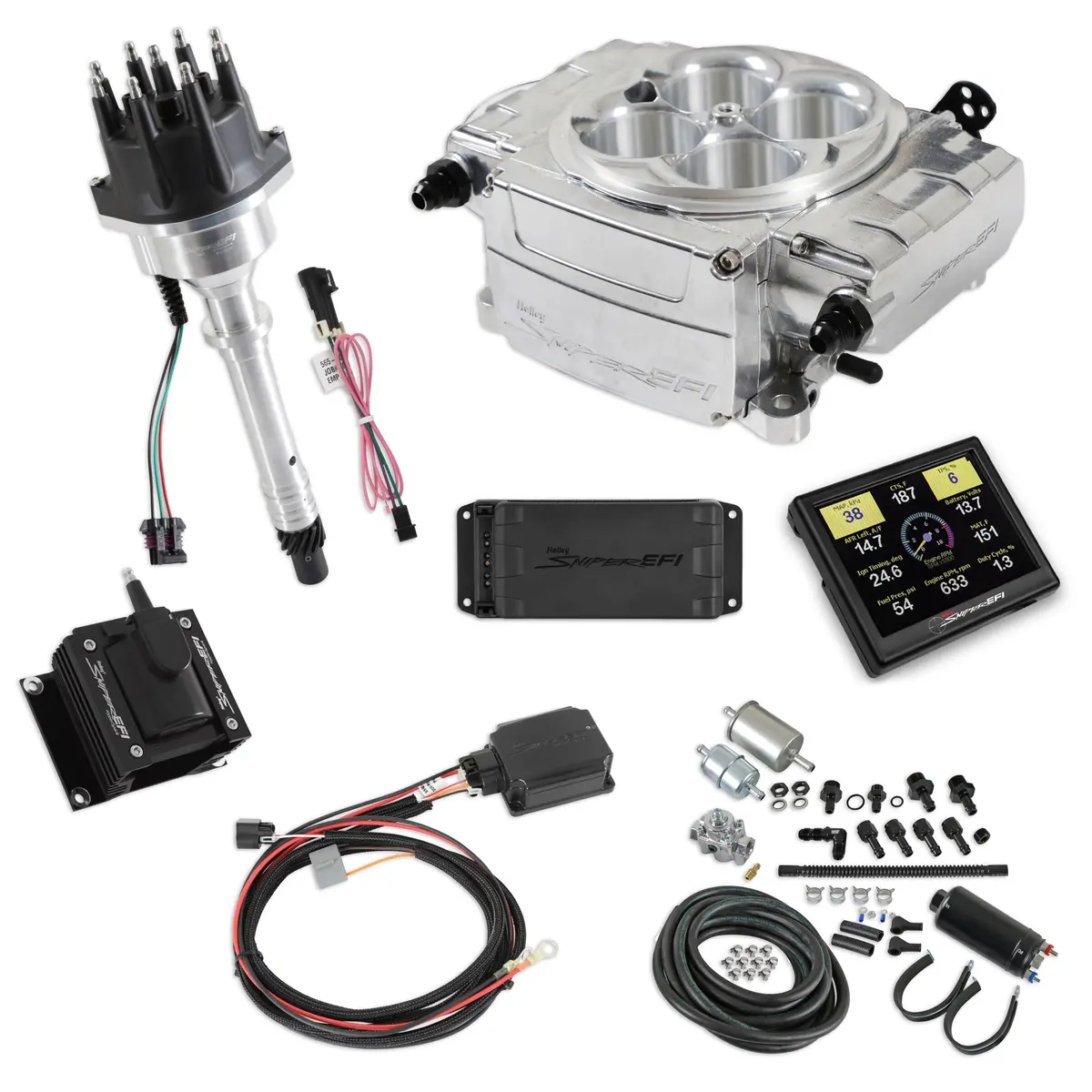 Holley Sniper Efi 550-510-3Pk-Sbc Sniper 2 Efi Bundle With Hyperspark Ignition System 1