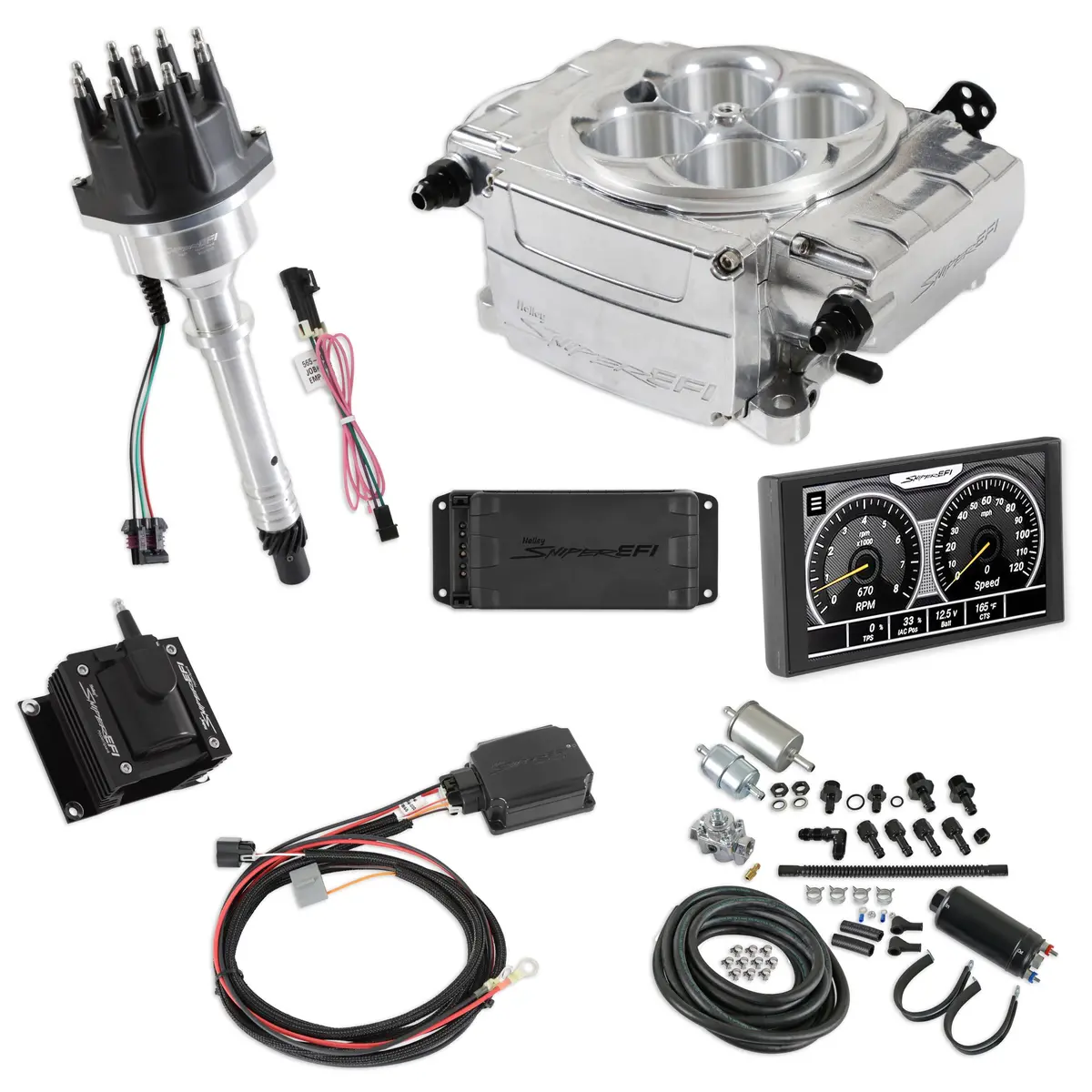 Holley Sniper Efi 550-510-5Pk-Sbc Sniper 2 Efi Bundle With Hyperspark Ignition System 1