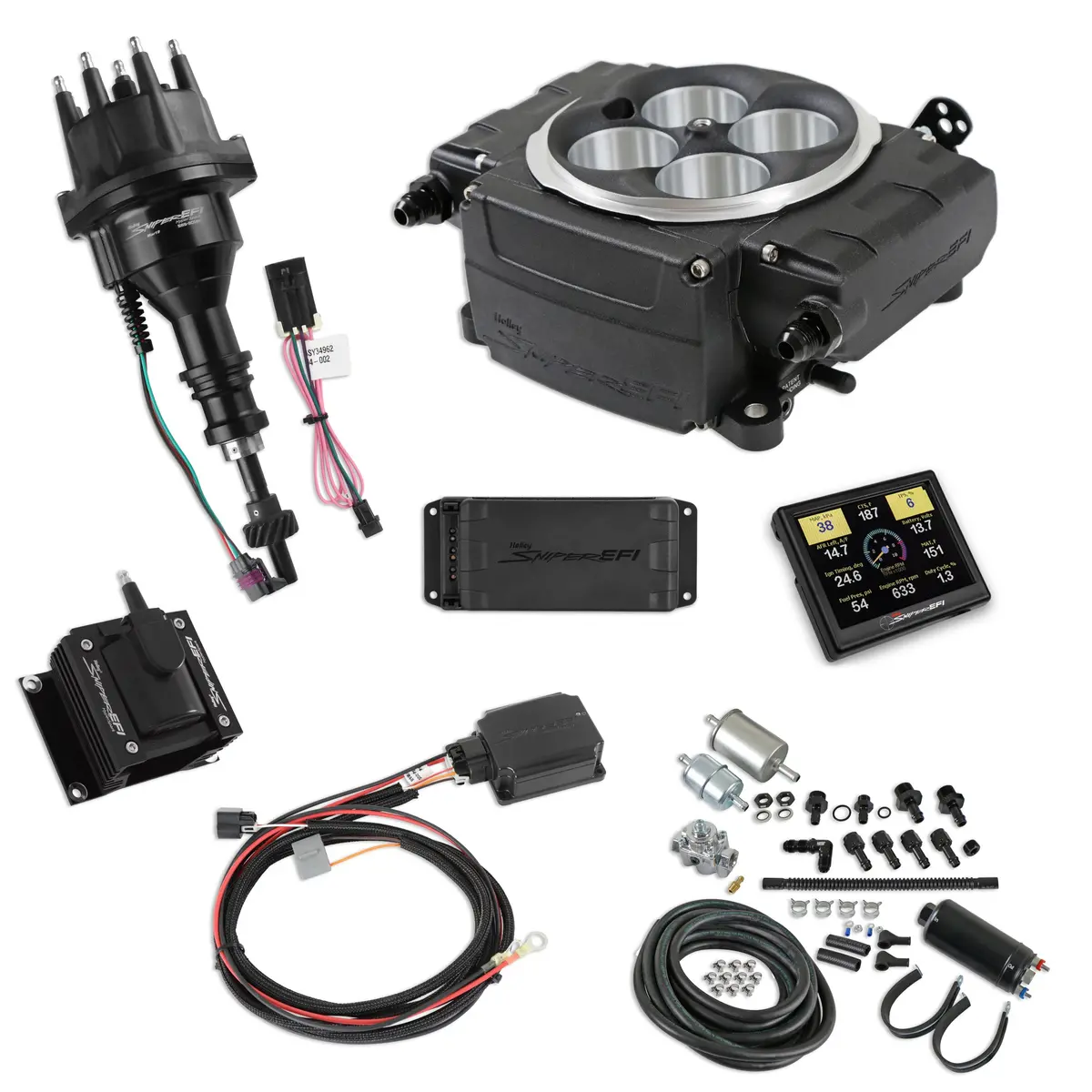 Holley Sniper Efi 550-511-3Pk-Sbf Black - 3.5" Handheld / Pdm / Hyperspark Master Kit Bundle 1