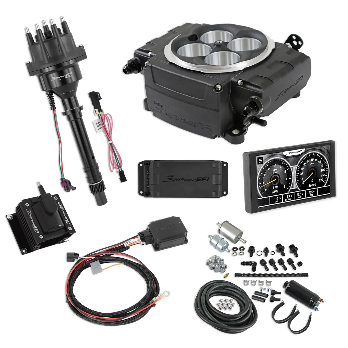 Holley Sniper Efi 550-511-5Pk-Sbc Black - 5" Handheld / Pdm / Hyperspark Master Kit Bundle 1
