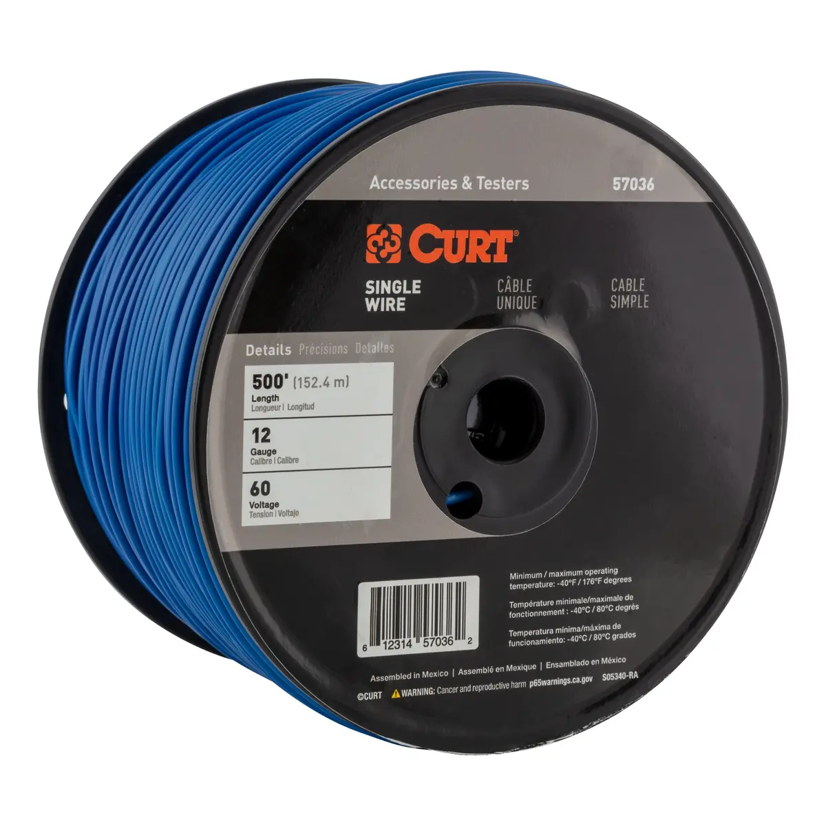 Curt 57036 Automotive Primary Wire, Blue 500' Spool 1