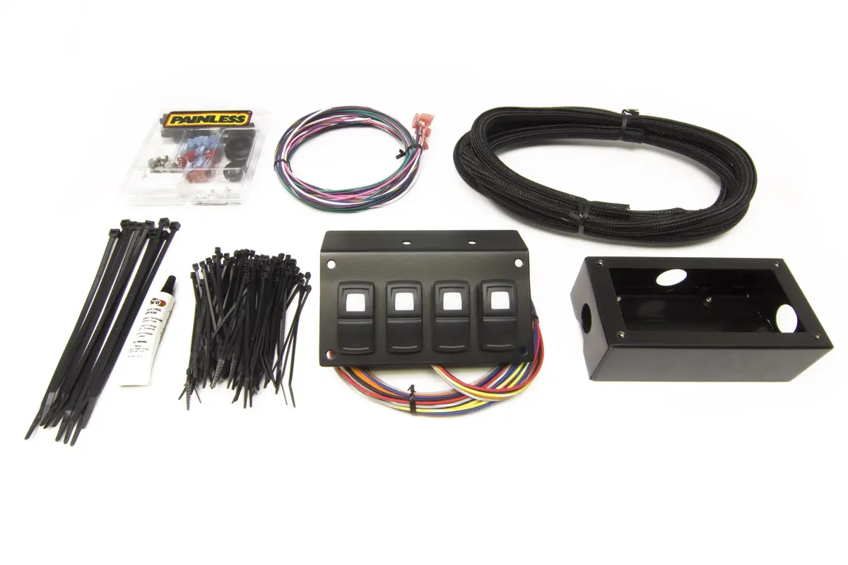 Painless Wiring 58109 Track Rocker 4-Switch Panel; Flange Mount; 1