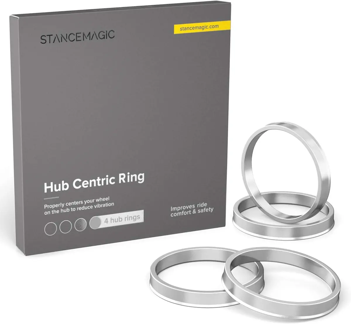 Hubcentric Rings (Pack Of 4) - 66.9Mm Id To 74.1Mm Od - Corvette C8 1