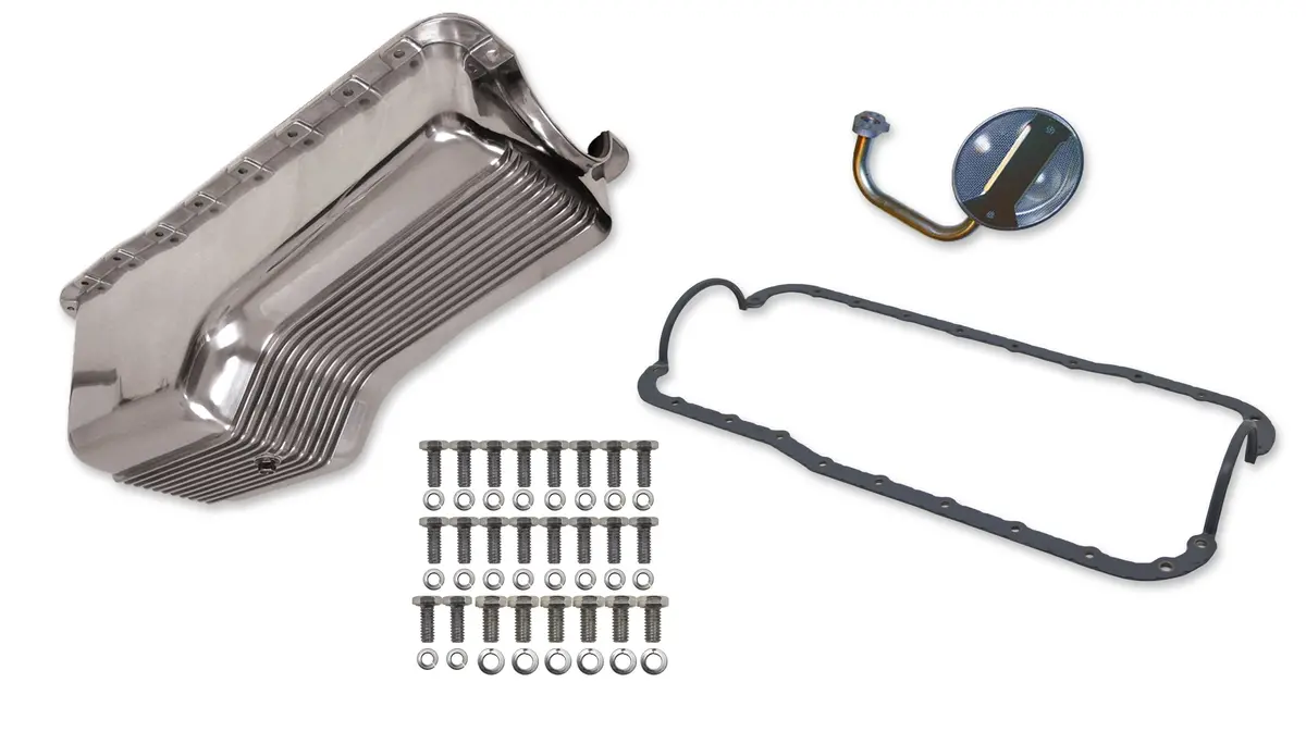 Weiand 6524Fwnd Finned Aluminum Oil Pan Kit 4Qt- Polished Finish- 1965/1987 Small Block Ford 1