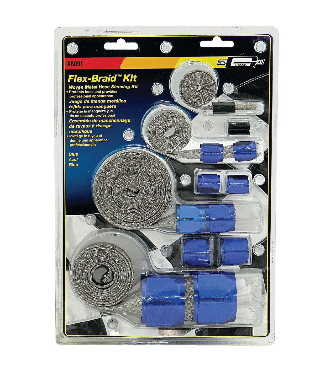 Mr Gasket 8091 Mr. Gasket Flex-Braid Hose Sleeve Kit - Blue 1