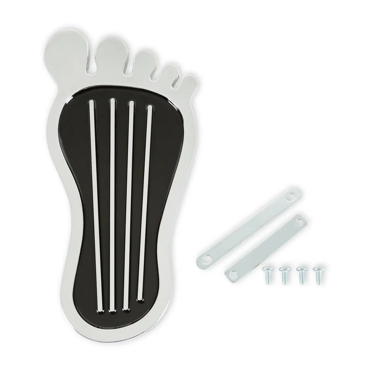 Mr Gasket 9645 Mr. Gasket Foot Print Gas Pedal Pad - Aluminum - Chrome & Painted Black Trim 1