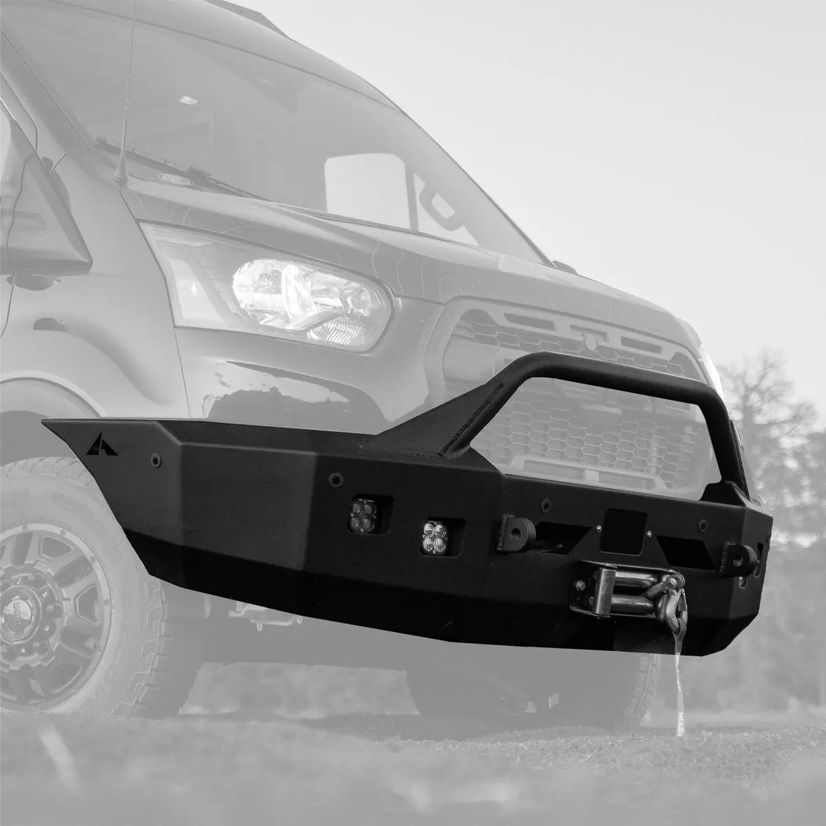 Aluminess 2020+ Ford Transit Front Winch Bumper With Bull Bar 1