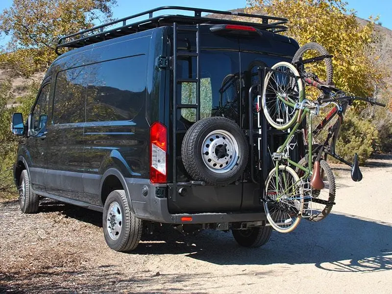 Aluminess 2015+ Ford Transit Rear Door Bike Rack 1