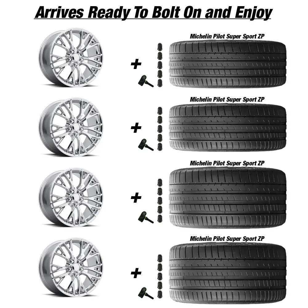 Factory Reproductions Fr22 C7 Z06 Corvette 19" Front 20" Rear Wheel And Tire Package - Chrome 3