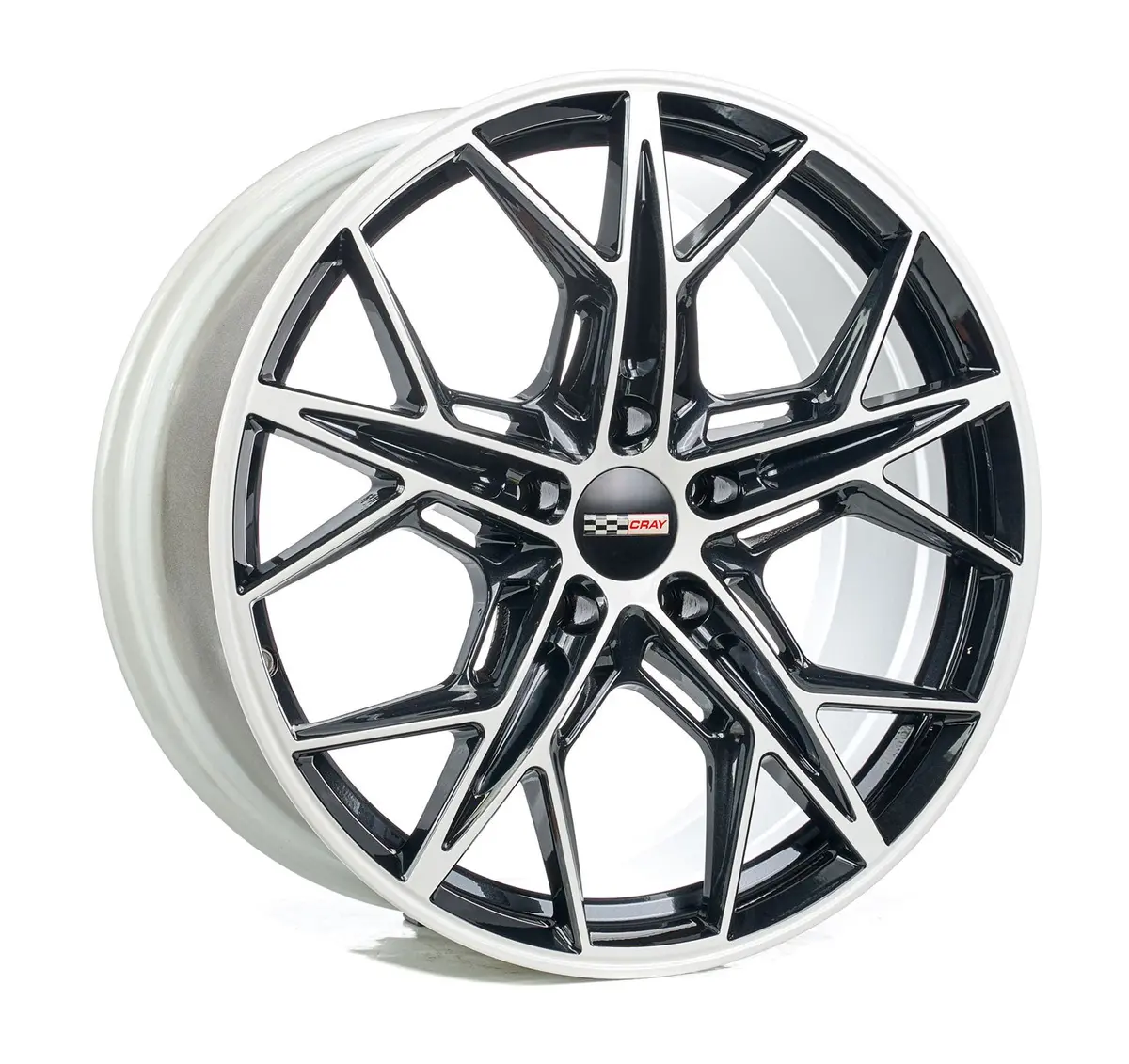 Cray Hammerhead C8 Corvette 19" Front 20" Rear Wheel And Tire Package - White And Black 1