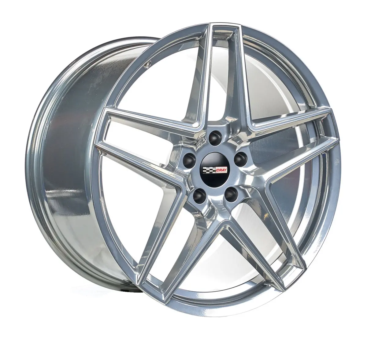 Cray Panthera C8 Corvette 19X9" Front 20X11.5" Rear Wheel And Tire Package - Ghost Chrome 1
