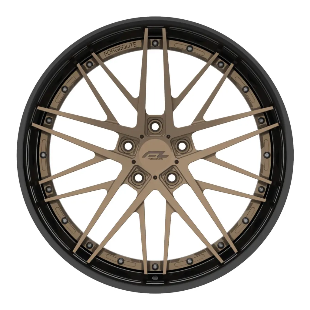 Forgedlite Rs7 3Pc C8 Corvette 20X9" Front 21X12" Rear Wheel And Tire Package - Bronze W/ Black Lip 2