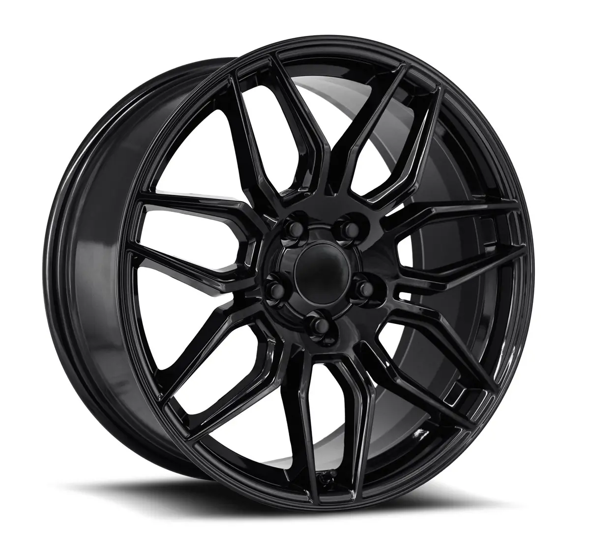 Factory Reproductions Fr401f C7 Z06 Corvette 19" Front 20" Rear Wheel And Tire Package - Gloss Black 1