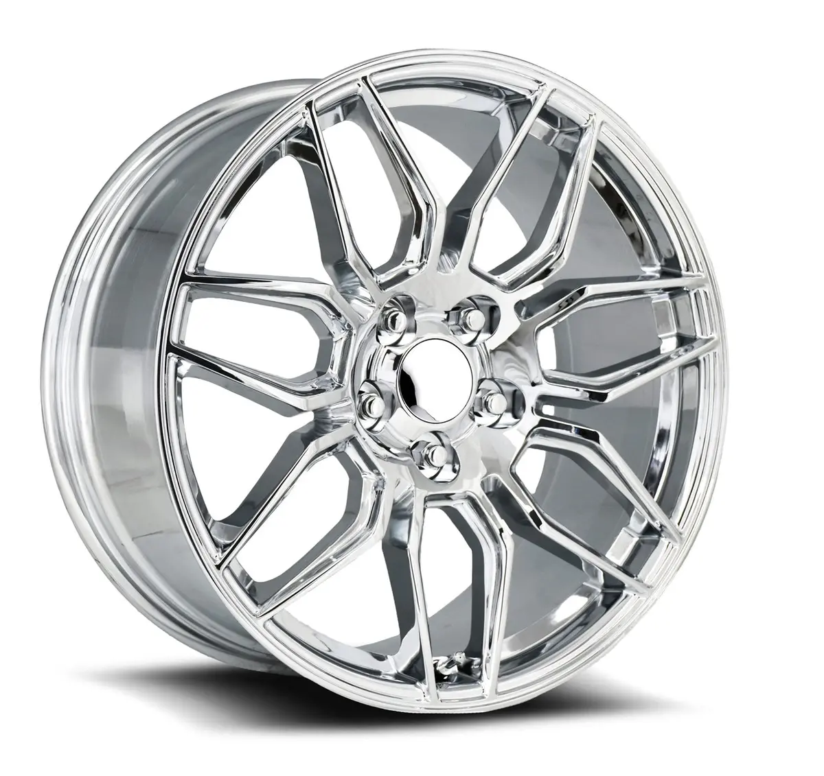 Factory Reproductions Fr401f C8 Corvette 19" Front 20" Rear Wheel And Tire Package - Chrome 1