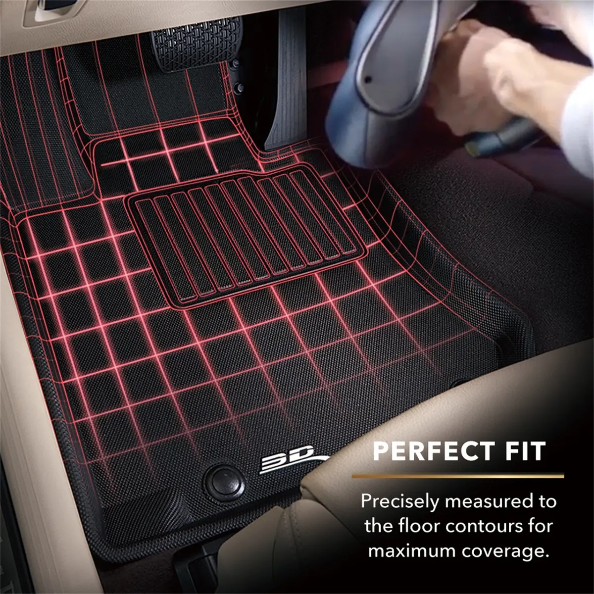 3D Maxpider L1tl06901509 Kagu Floor Mat; Black; 3 Pc.; 2 Pc. Front Row; 1 Pc. 2Nd Row; 2