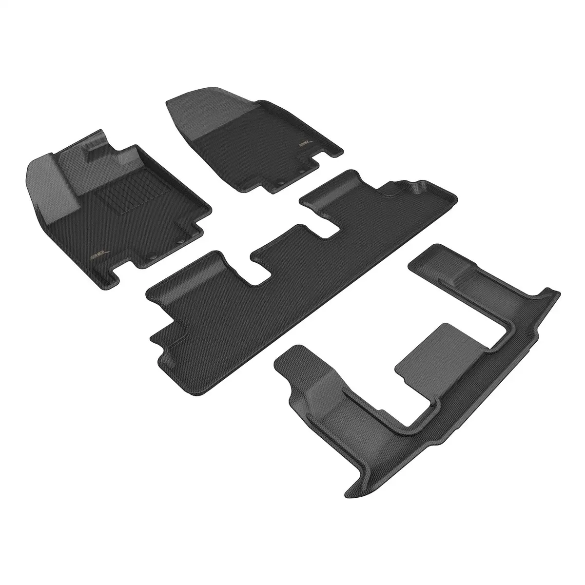 3D Maxpider L1in03401509 Kagu Floor Mat; Black; 4 Pc.; 2 Pc. Front Row; 1 Pc. 2Nd Row; 1 Pc. 3Rd Row; 1