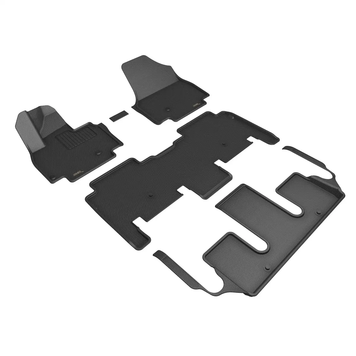 3D Maxpider L1ka08301509 Kagu Floor Mat; Black; 5 Pc.; 3Pc. Front Row; 1 Pc. 2Nd Row; 1 Pc. 3Rd Row; 1