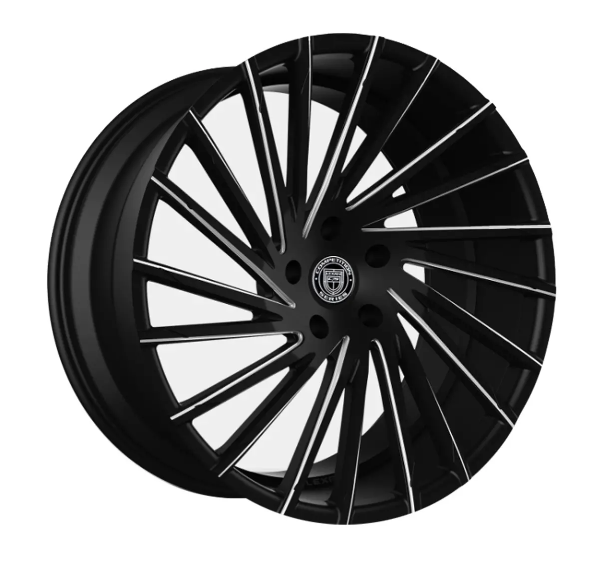 Lexani Wraith Tesla Model 3 20" Front And Rear Wheel And Tire Package - Black W/ Machined Grooves 1