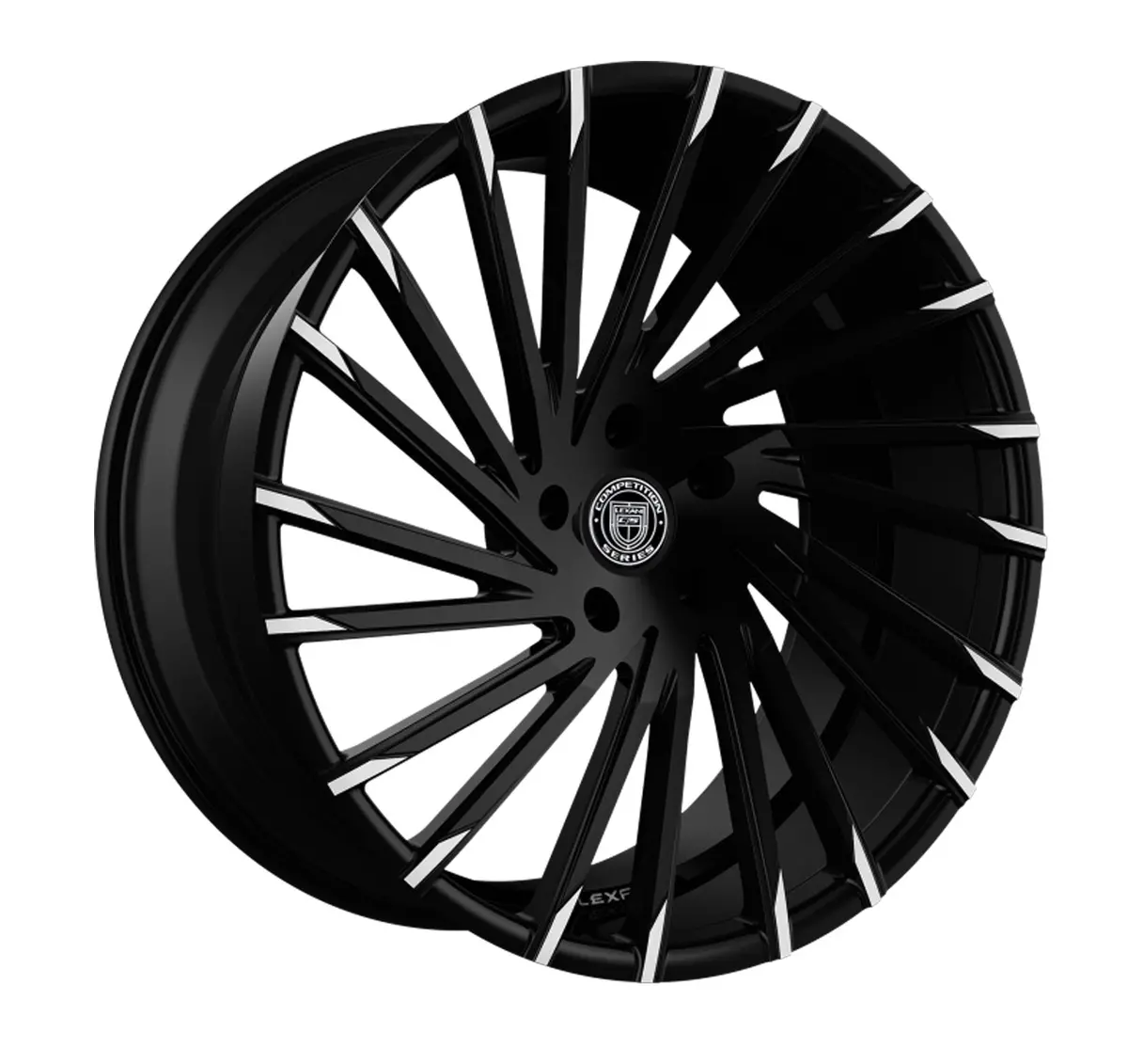 Lexani Wraith Tesla Model 3 20" Front And Rear Wheel And Tire Package - Black W/ Machined Tips 1