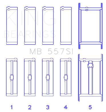 King Engine Bearings Mb 557Si Main Bearing Set For General Motors 262, 267, 302, 307, 327, 350 1