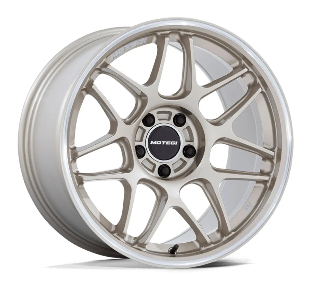 Motegi Tsubaki Tesla Model 3 18" Front And Rear Wheel And Tire Package - Gold W/Machined Lip 1