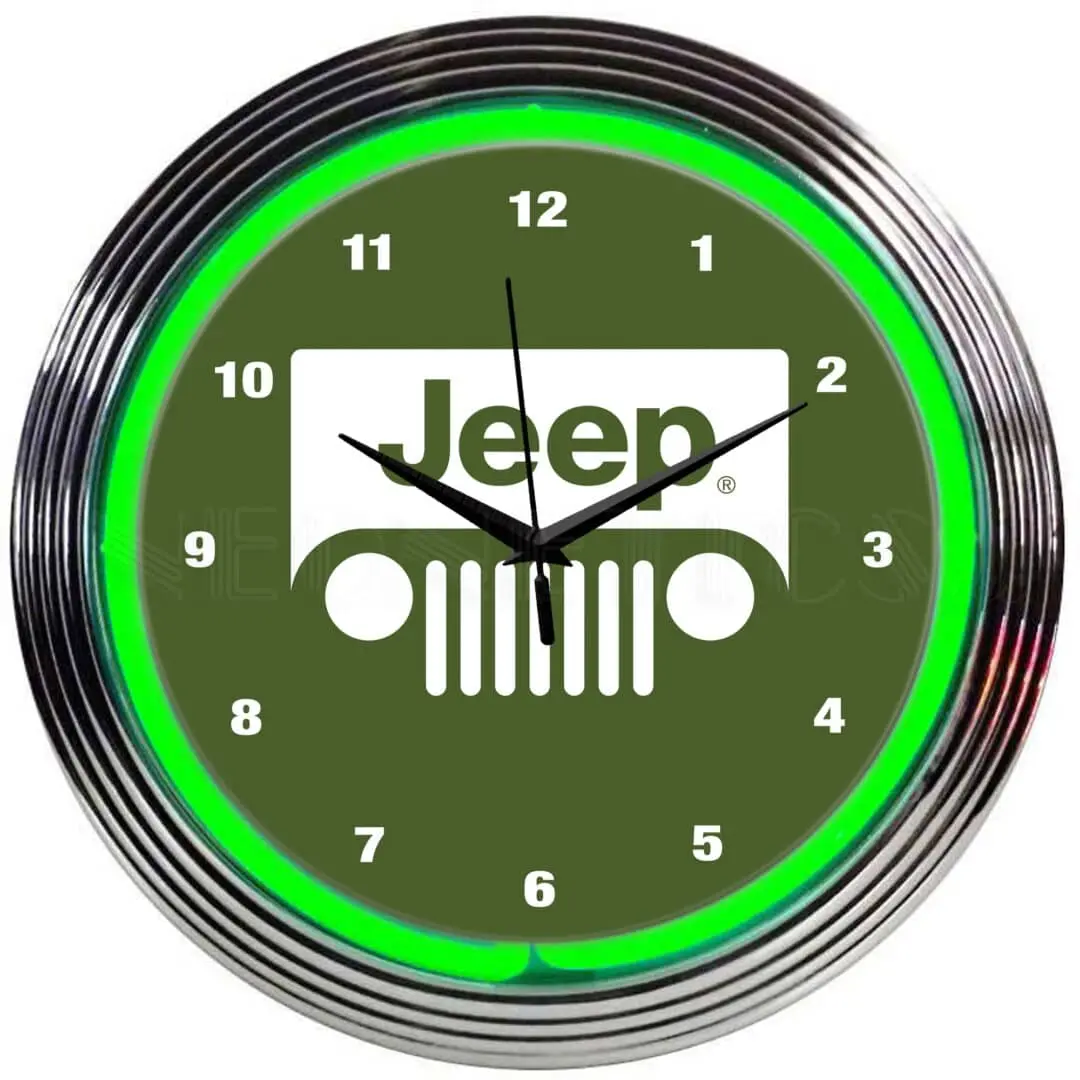 Neonetics 8Jeepg Neon Clock Jeep Green 1