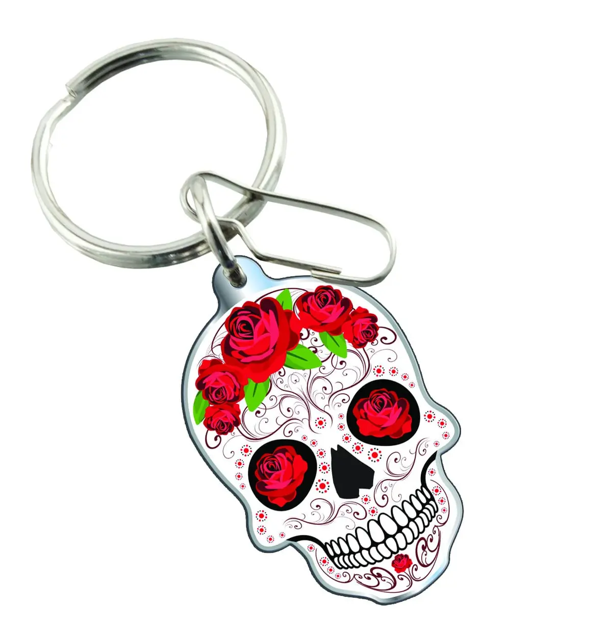 Plasticolor 4483R01 Key Chain Skull W/Roses 1