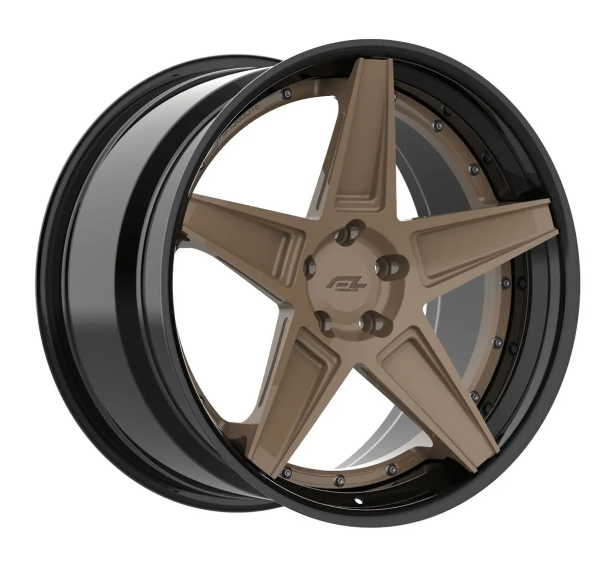 Forgedlite Rs3 3Pc C8 Corvette 20X9" Front 21X12" Rear Wheel And Tire Package - Bronze W/ Black Lip 1