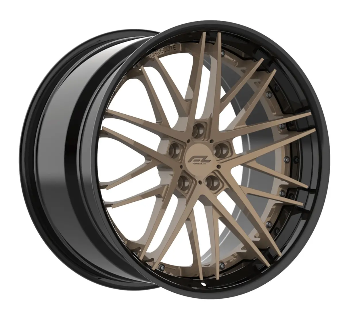 Forgedlite Rs7 3Pc C8 Corvette 20X9" Front 21X12" Rear Wheel And Tire Package - Bronze W/ Black Lip 1