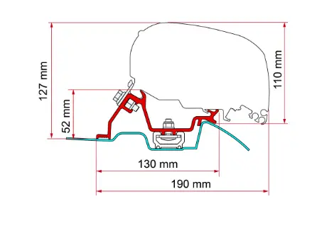 Fiamma F65s/F80s Awning Mounting Bracket - Mercedes Sprinter With Roof Rails 1