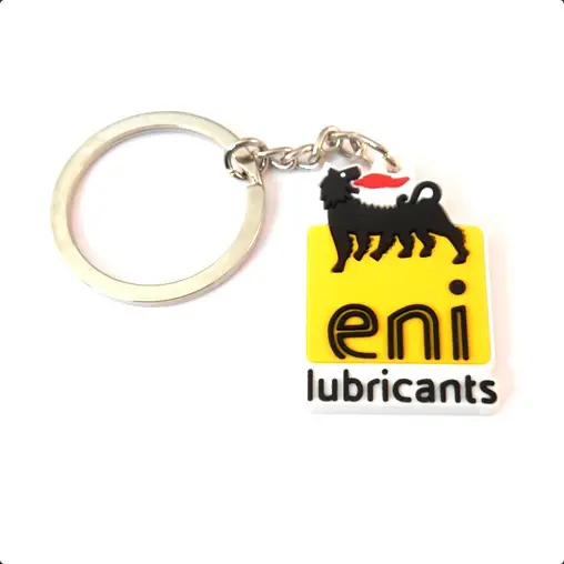 Eni Keyring Yellow Rubber Keyring With Black And Red Eni Six-Legged Dog 	99440086 1