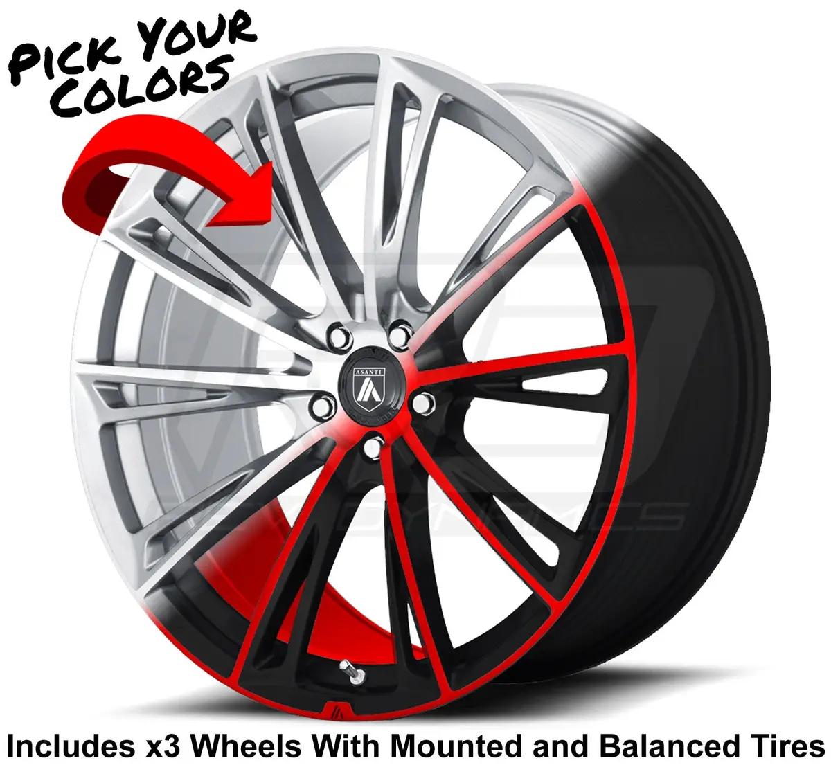 Asanti Abl-30 Slingshot 20" Front 22" Rear Wheel And Tire Package 1