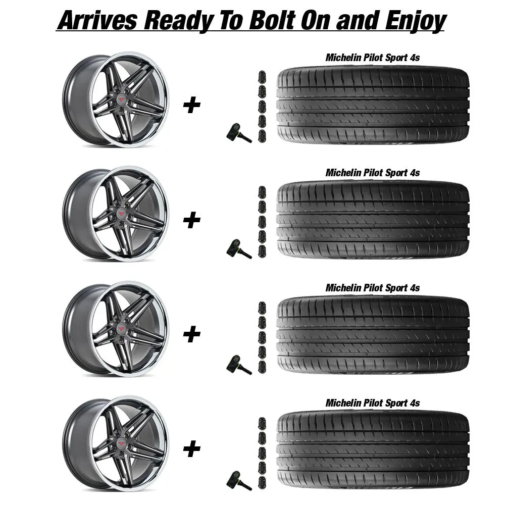 Ferrada Cm1 Tesla Model 3 20" Front And Rear Wheel And Tire Package - Graphite 4