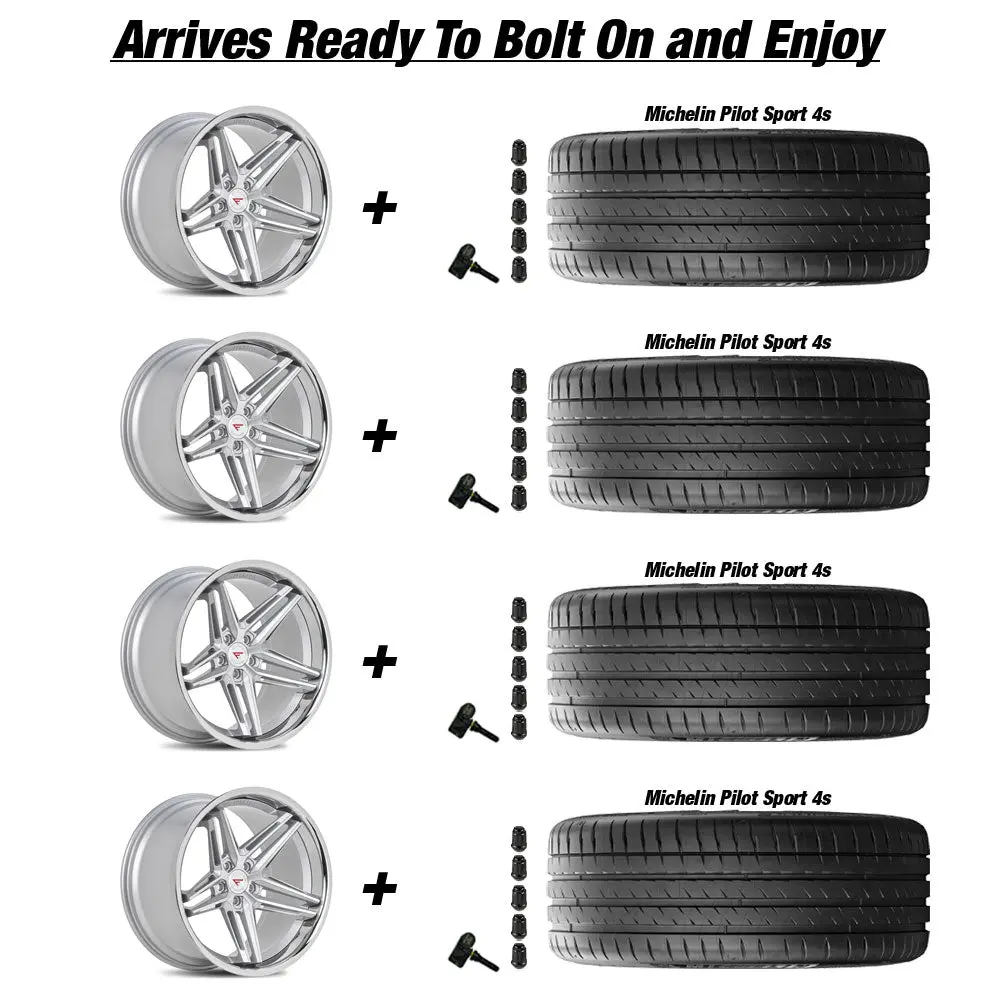 Ferrada Cm1 Tesla Model 3 20" Front And Rear Wheel And Tire Package - Machine Silver 4