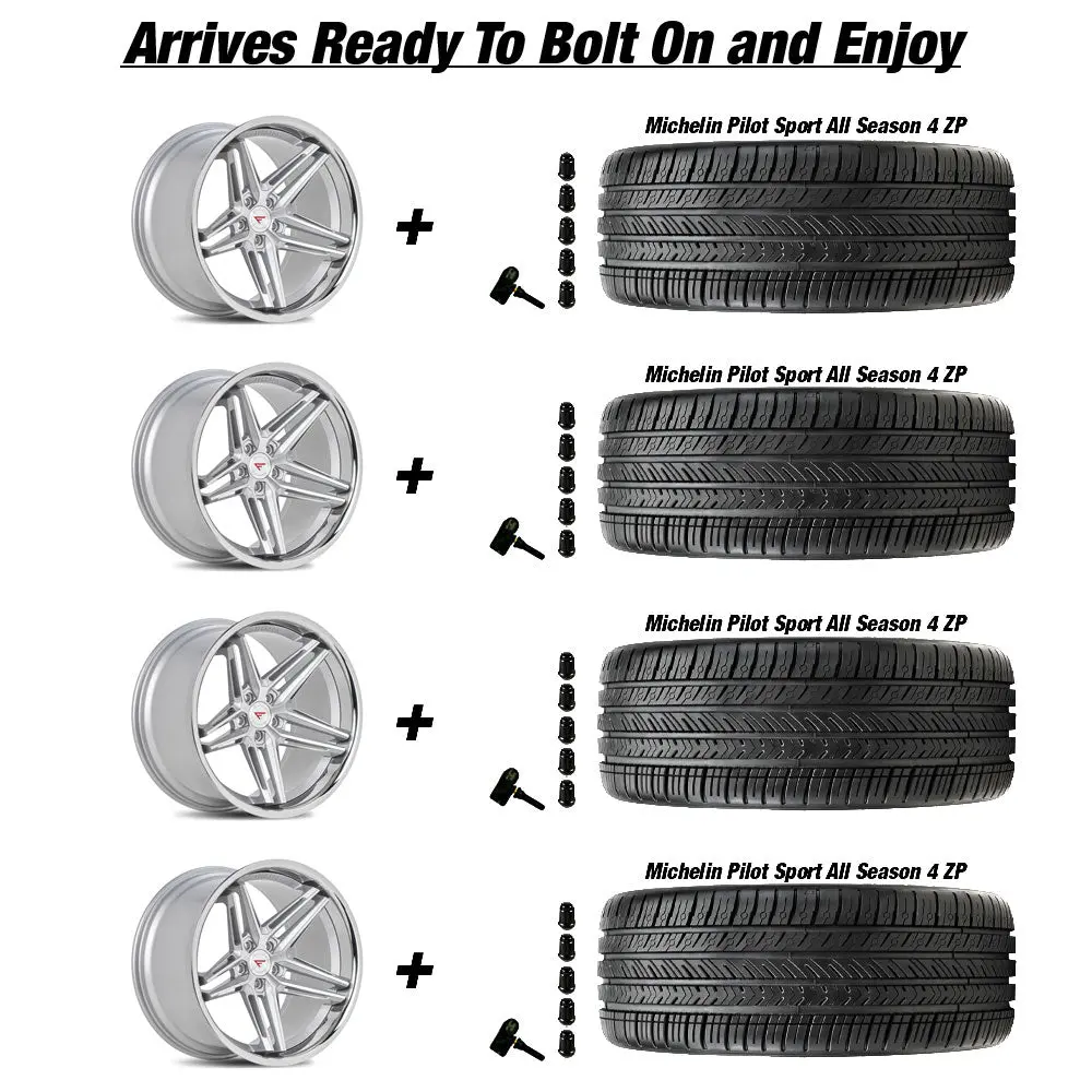Ferrada Cm1 Tesla Model 3 20" Front And Rear Wheel And Tire Package - Machine Silver 4