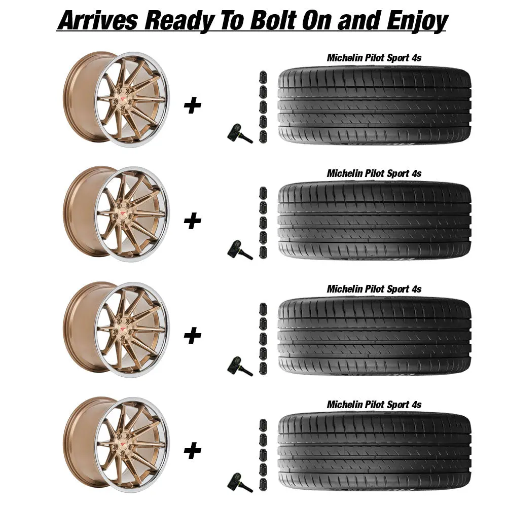 Ferrada Cm2 Tesla Model 3 20" Front And Rear Wheel And Tire Package - Brushed Cobre 4
