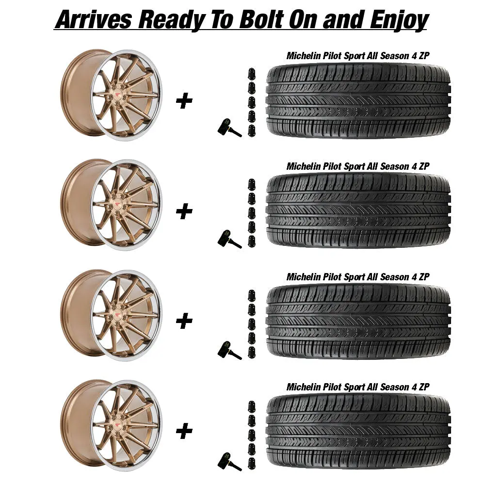 Ferrada Cm2 Tesla Model 3 20" Front And Rear Wheel And Tire Package - Brushed Cobre 4