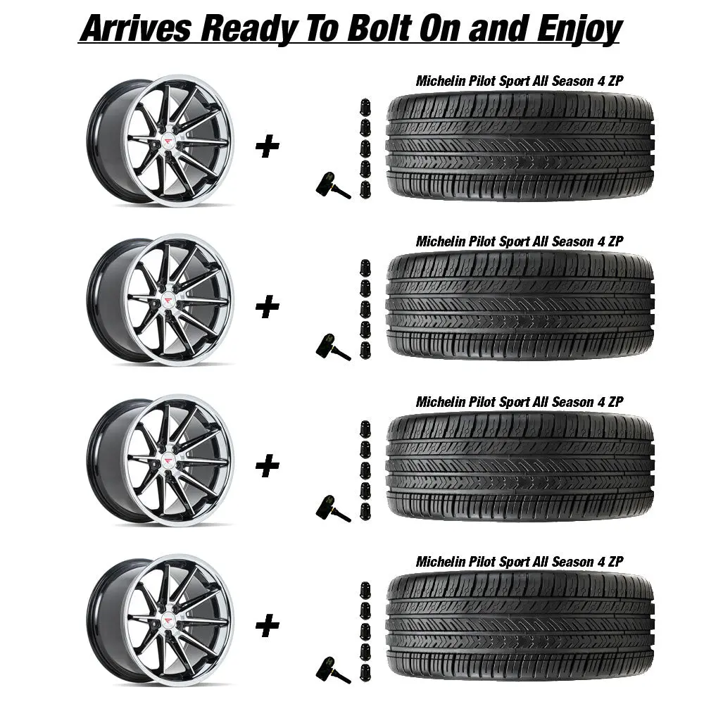 Ferrada Cm2 Tesla Model 3 20" Front And Rear Wheel And Tire Package - Black W/ Machined Face 4