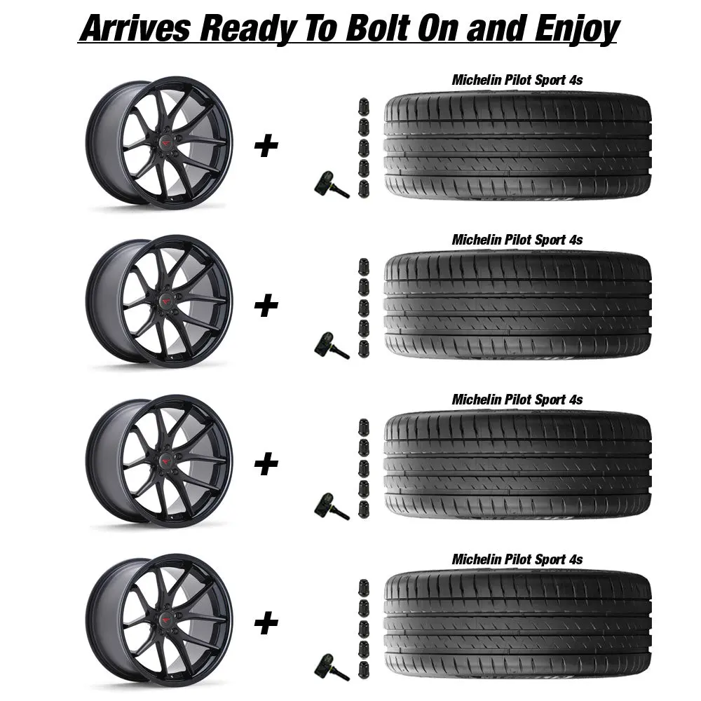 Ferrada Fr2 Tesla Model 3 20" Front And Rear Wheel And Tire Package - Matte Black 4