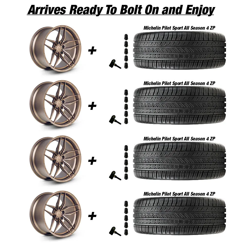 Ferrada Fr5 Tesla Model 3 20" Front And Rear Wheel And Tire Package - Matte Bronze 4