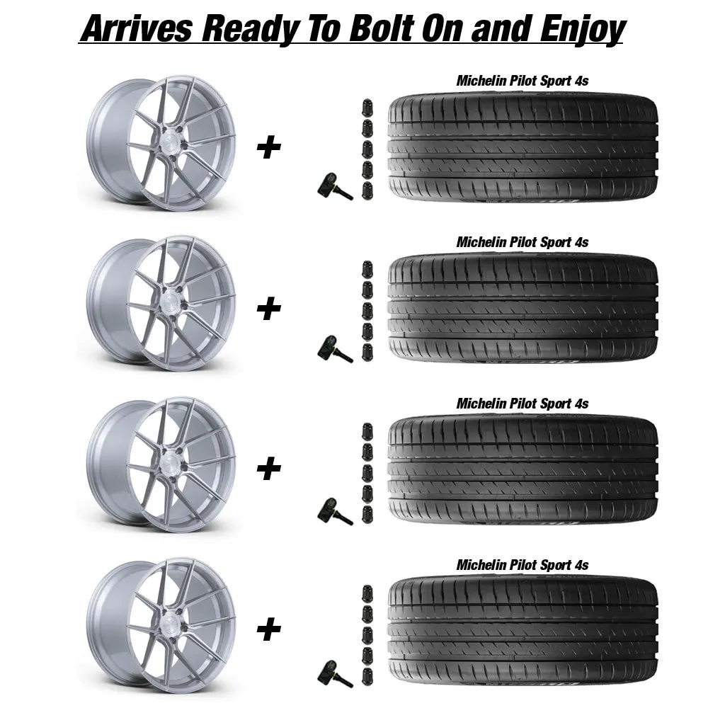 Ferrada Fr8 Tesla Model 3 20" Front And Rear Wheel And Tire Package - Machine Silver 4