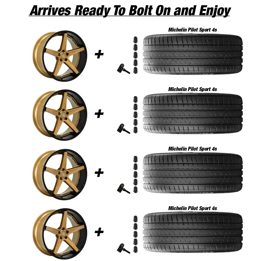 Lexani Savage Tesla Model 3 20" Front And Rear Wheel And Tire Package - Bronze 4